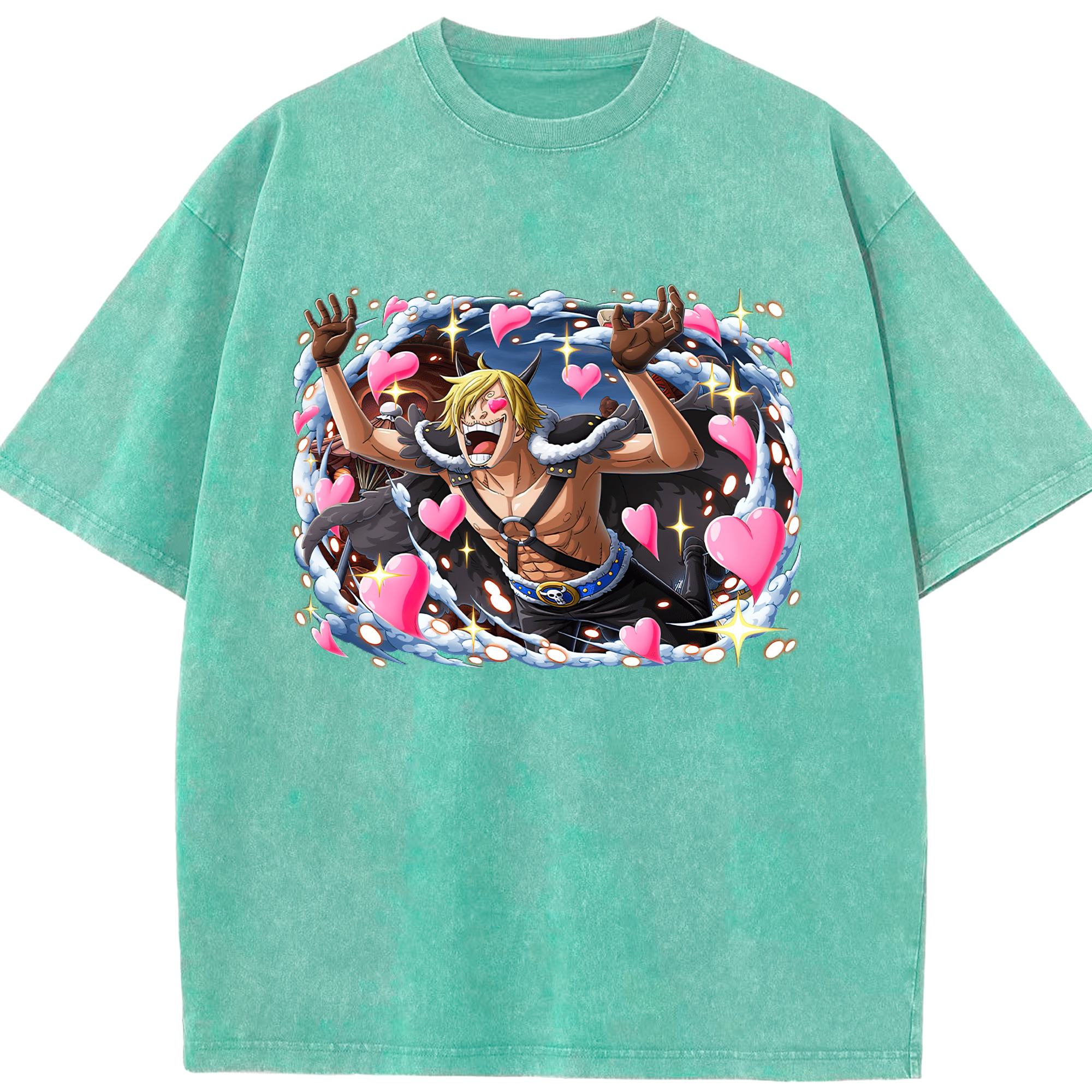 ワンピース サンジ ONE PIECE Sanji 綿100% ヴィンテージ風 半袖Tシャツ（フロントプリント）